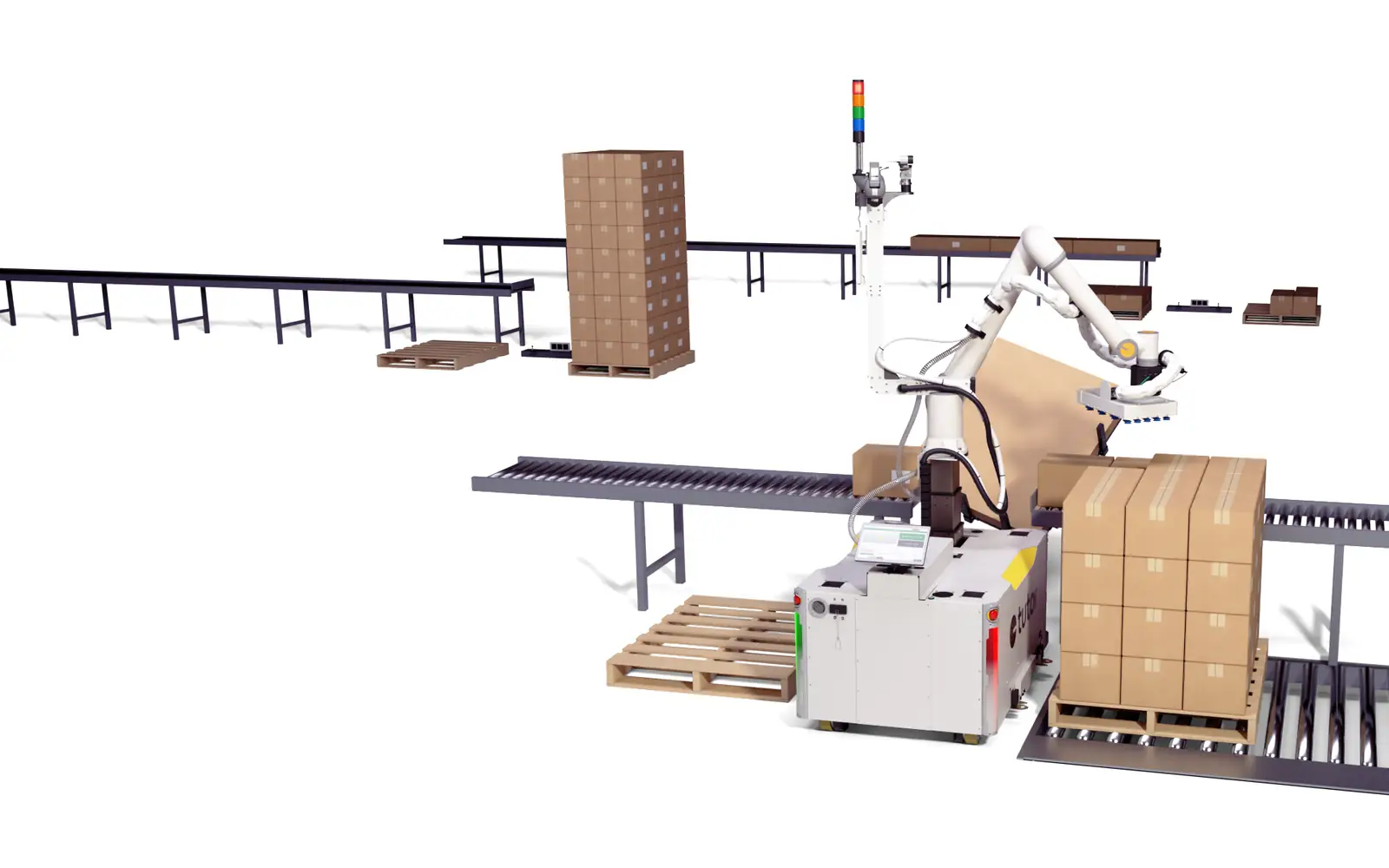 Tend two lines with one robot